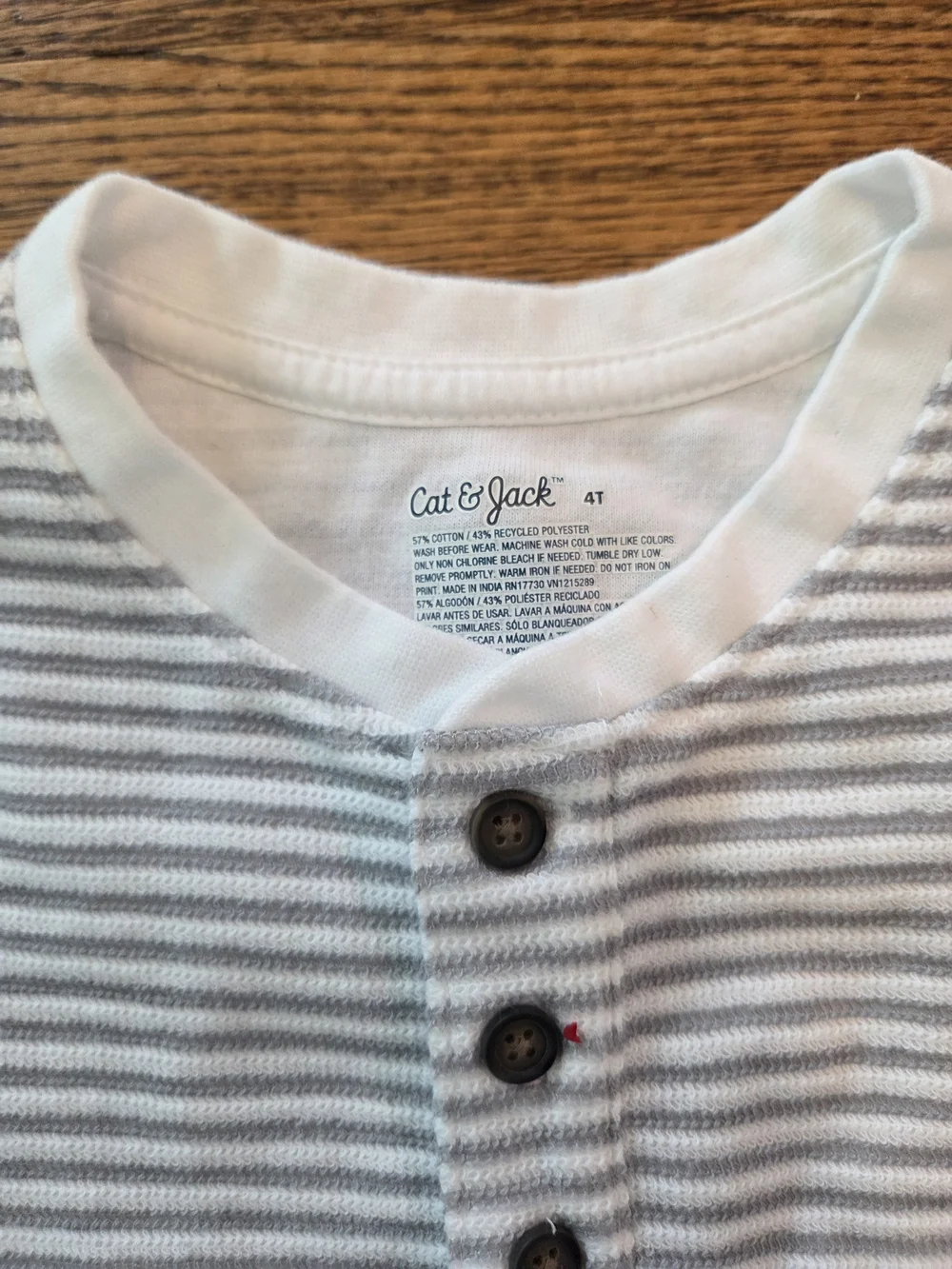 Cat & Jack White and Light Gray Striped Long-Sleeve Henley